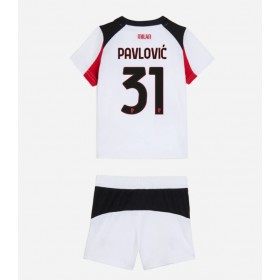 Dětské fotbalový komplet AC Milan Strahinja Pavlovic #31 Venkovní košile 2025-26 Krátkým Rukávem
